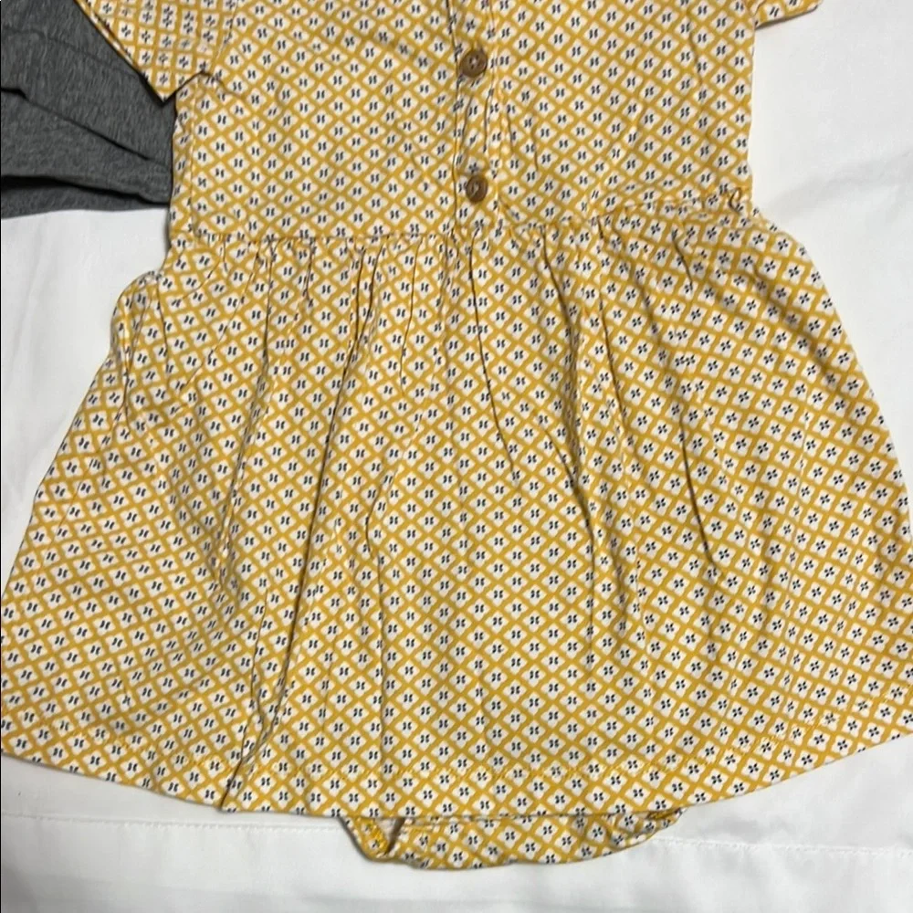 Carter's 2-Piece Patterned Yellow Casual Sundress and Gray Cardigan 24 Months